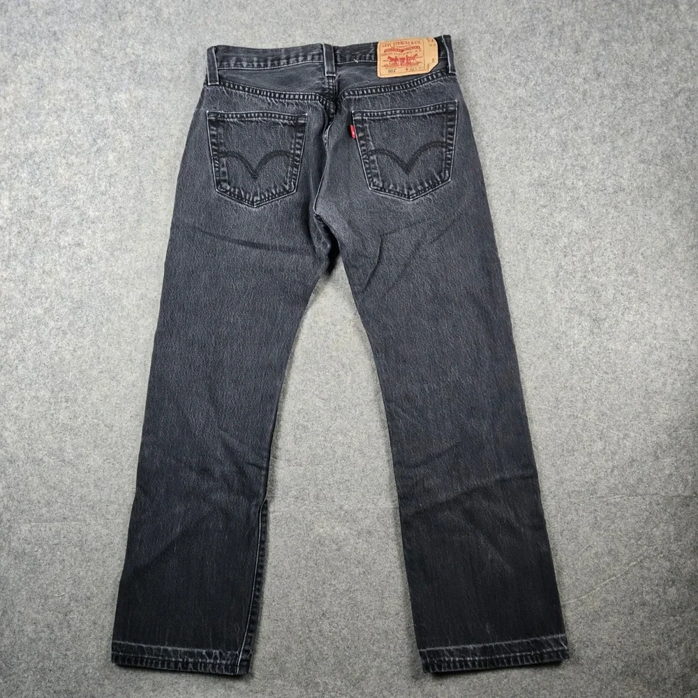 Levi 501 Jeans Mens 32x30 Black Straight Fit Button Fly Denim Pants Classic Y2k